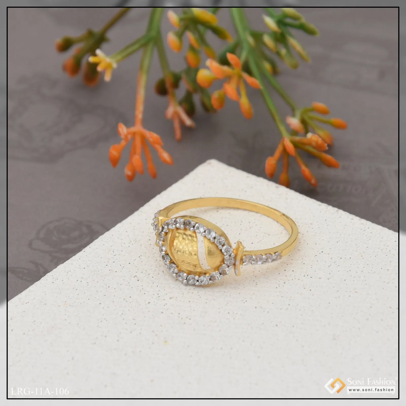 1 Gram Gold Plated Beautiful Design Charming Design Ring For Ladies - Style Lrg-106