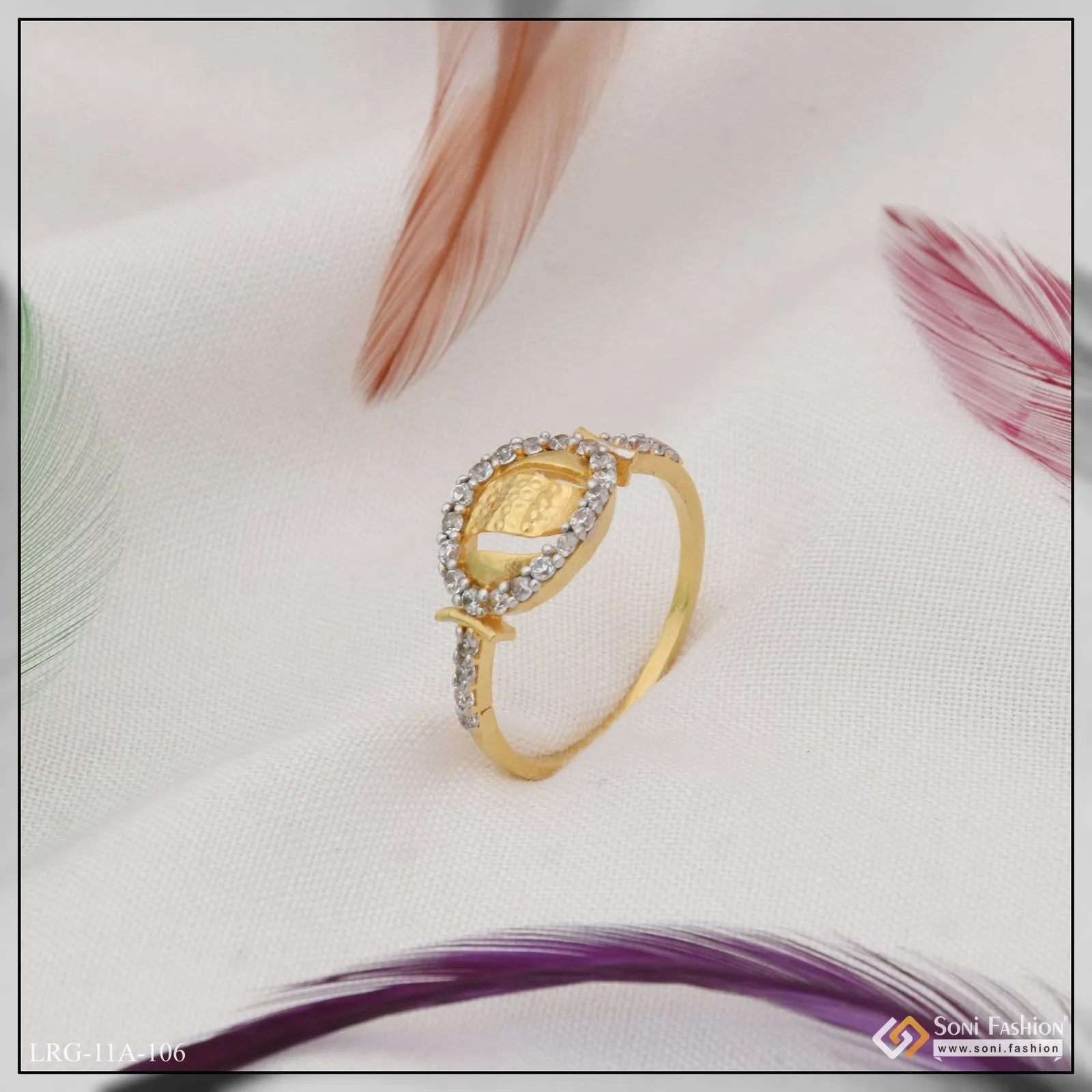 1 Gram Gold Plated Beautiful Design Charming Design Ring For Ladies - Style Lrg-106