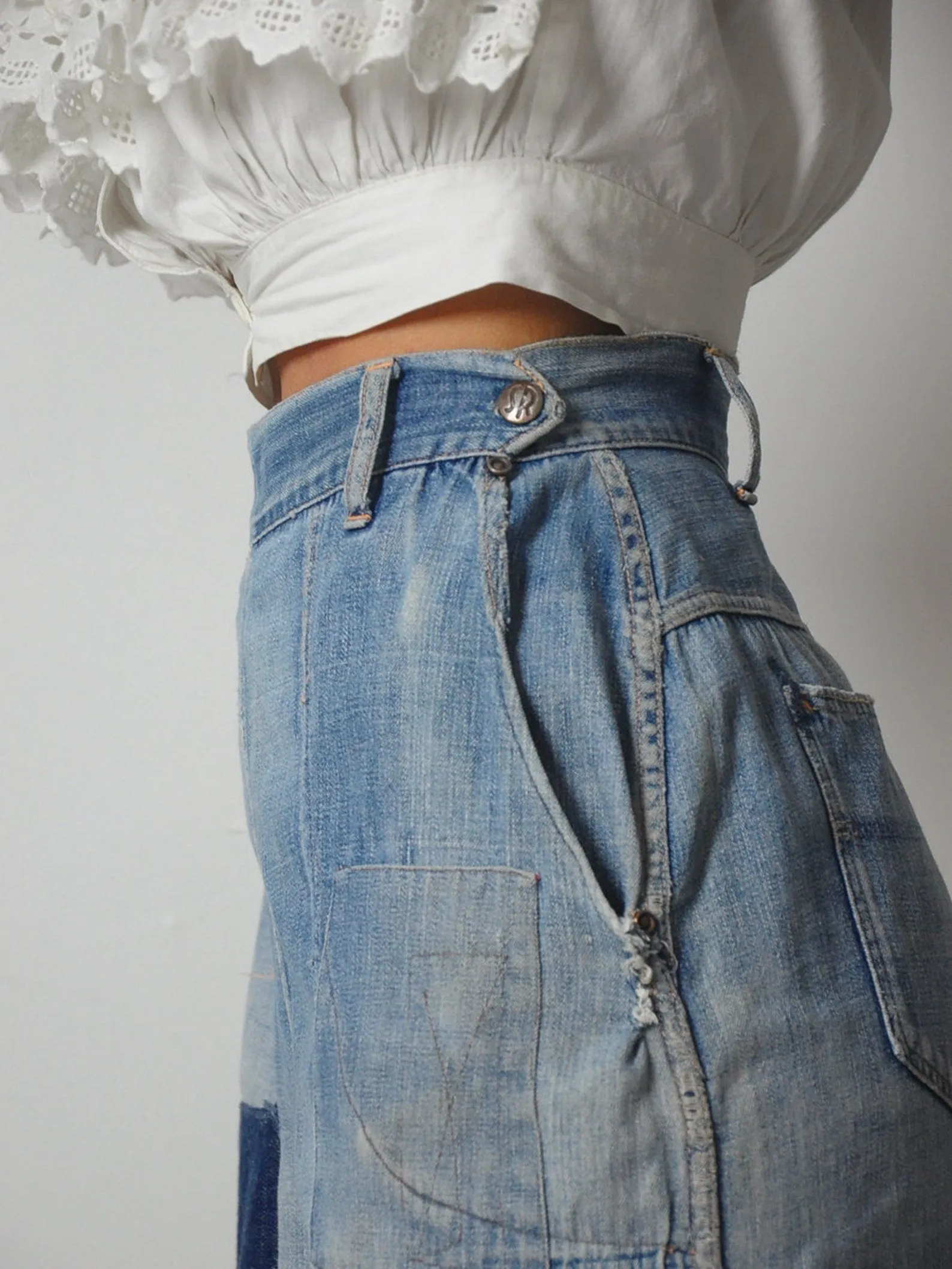 1950's Strong Reliable Side Zip Jeans 30x29