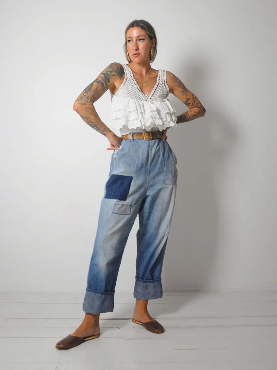 1950's Strong Reliable Side Zip Jeans 30x29