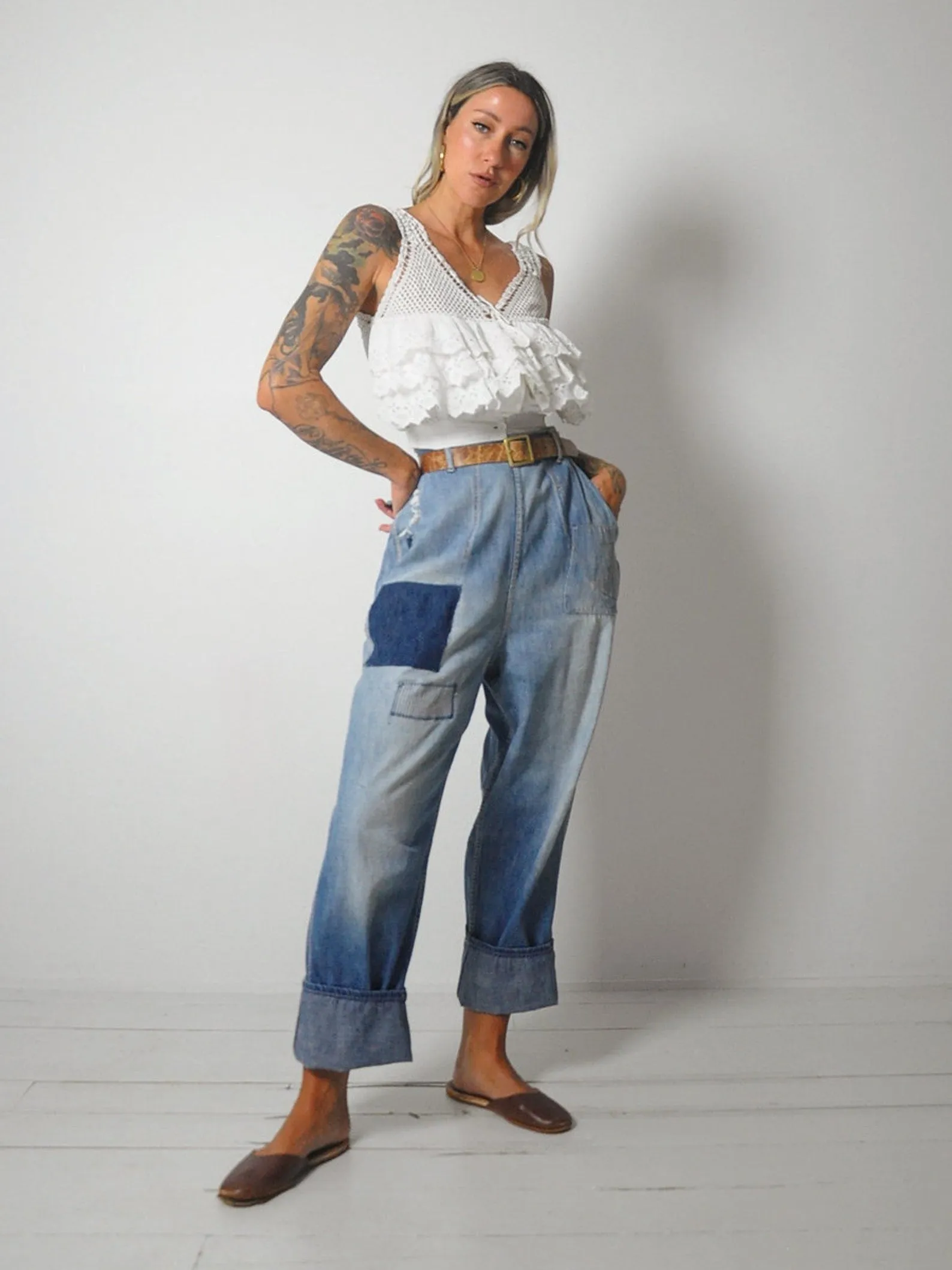 1950's Strong Reliable Side Zip Jeans 30x29