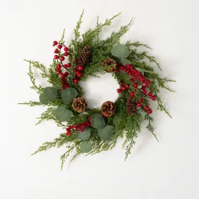 20"H Sullivans Cedar Berry Christmas Mini Wreath, Green