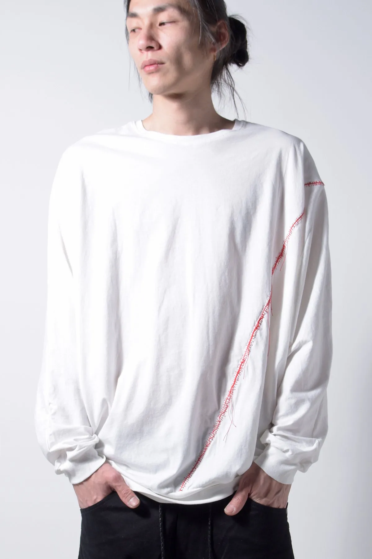 2202-CT03A Hand Stitch Dolman Cut / LS White