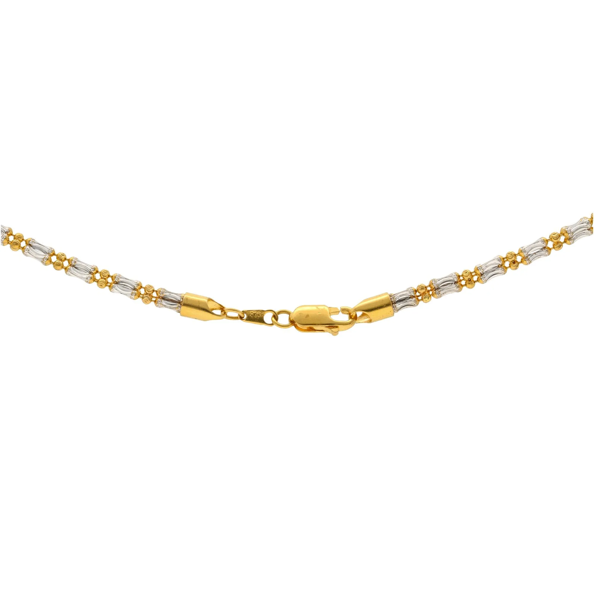 22K Multi Tone Gold Chain, 20 inches