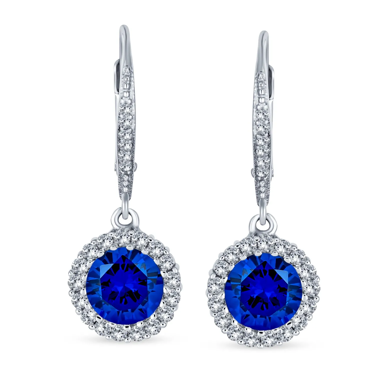 3.5CT Solitaire Halo CZ Dangle Earring Sterling Silver More Colors