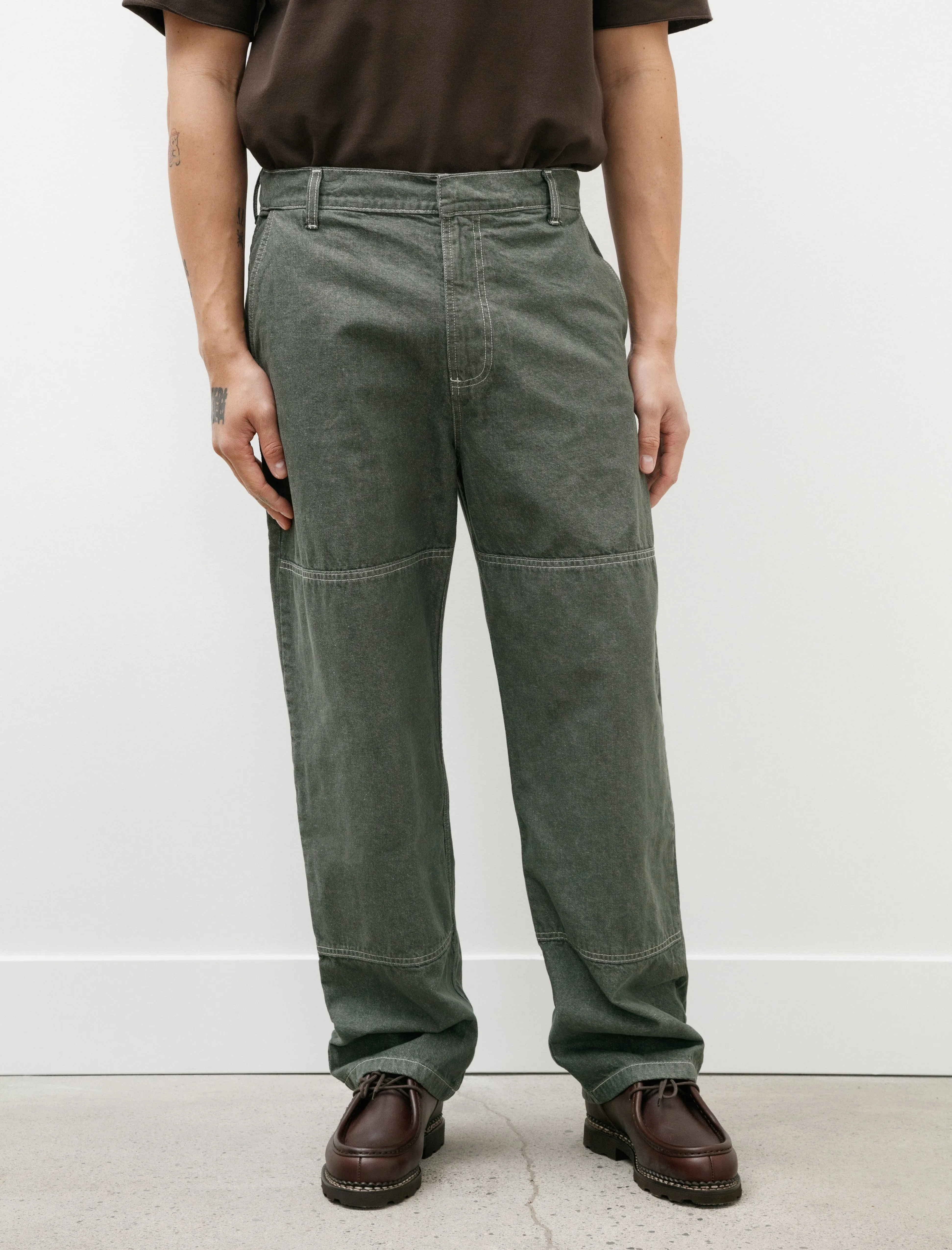 4 Pocket Pant Stone Washed Denim Green