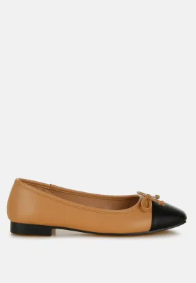 Acino Faux Leather Bow Detail Ballerinas