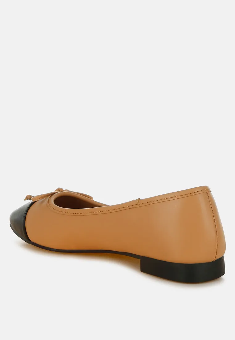 Acino Faux Leather Bow Detail Ballerinas