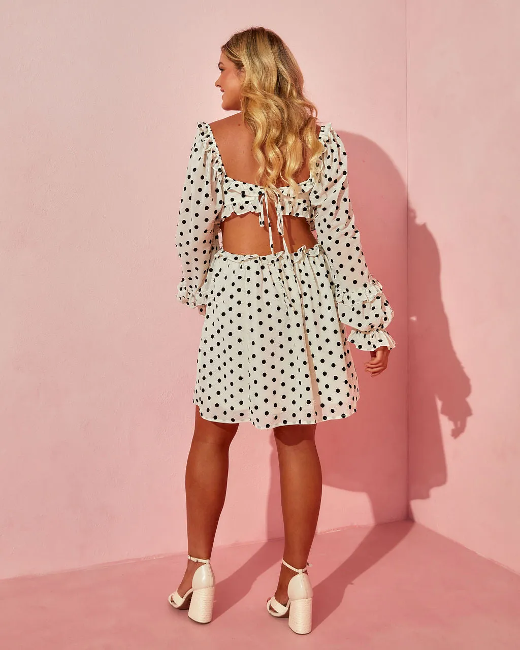 Always Bonita Polka Dot Cutout Mini Dress