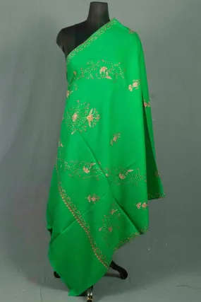 Beautiful Green Colour Sozni Shawl Emblished With Designer Over All Jaal And Border.