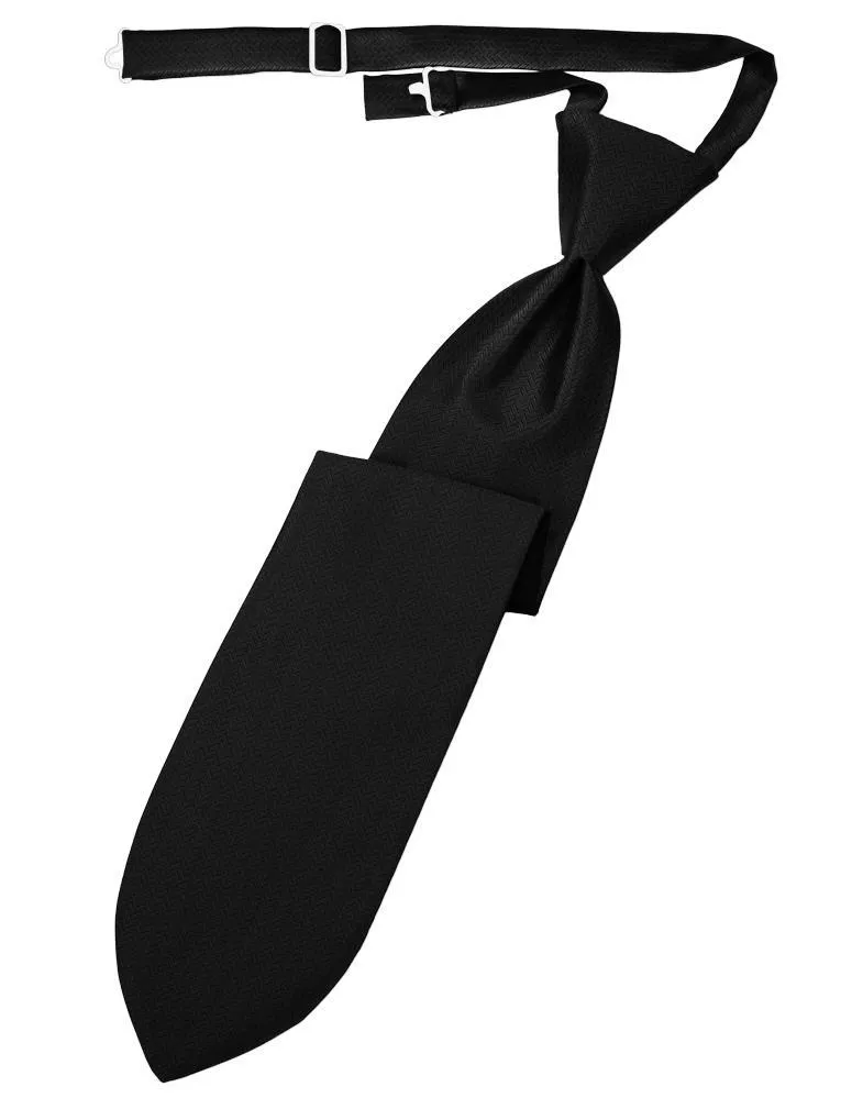 Black Herringbone Necktie