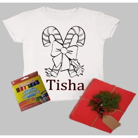 Christmas-Children's Coloring Shirt with Washable Markers