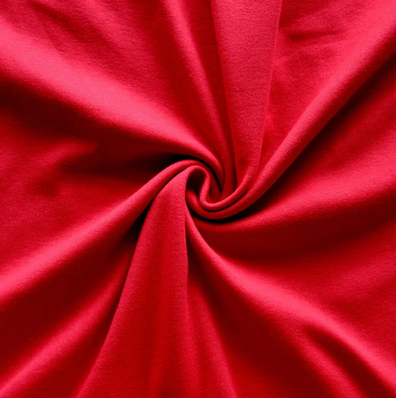 Classic Red Cotton Rib Knit Fabric