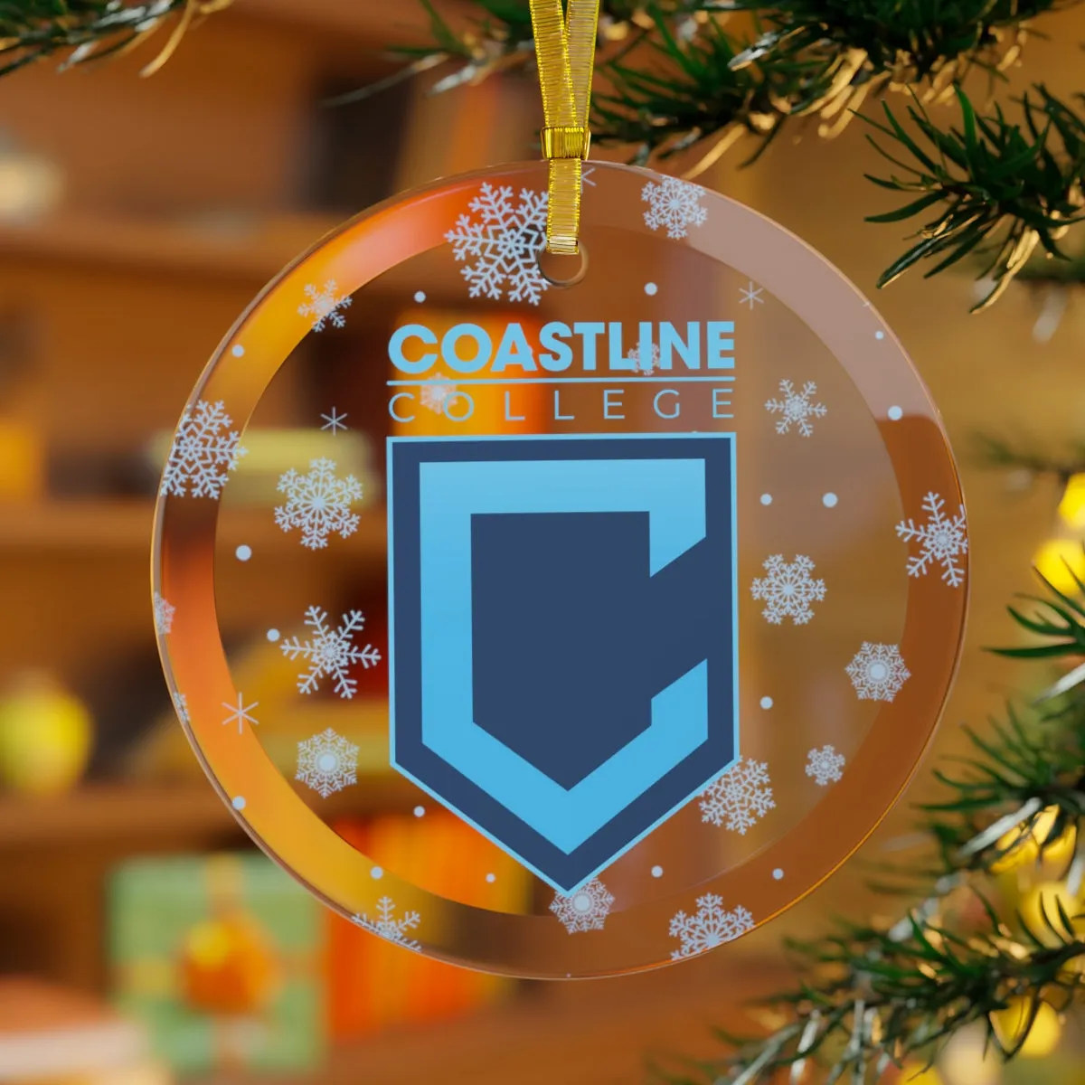 Coastline Holiday Shield Logo Glass Ornament