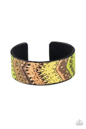 Come Uncorked Green Cork Cuff Bracelet - Paparazzi Accessories