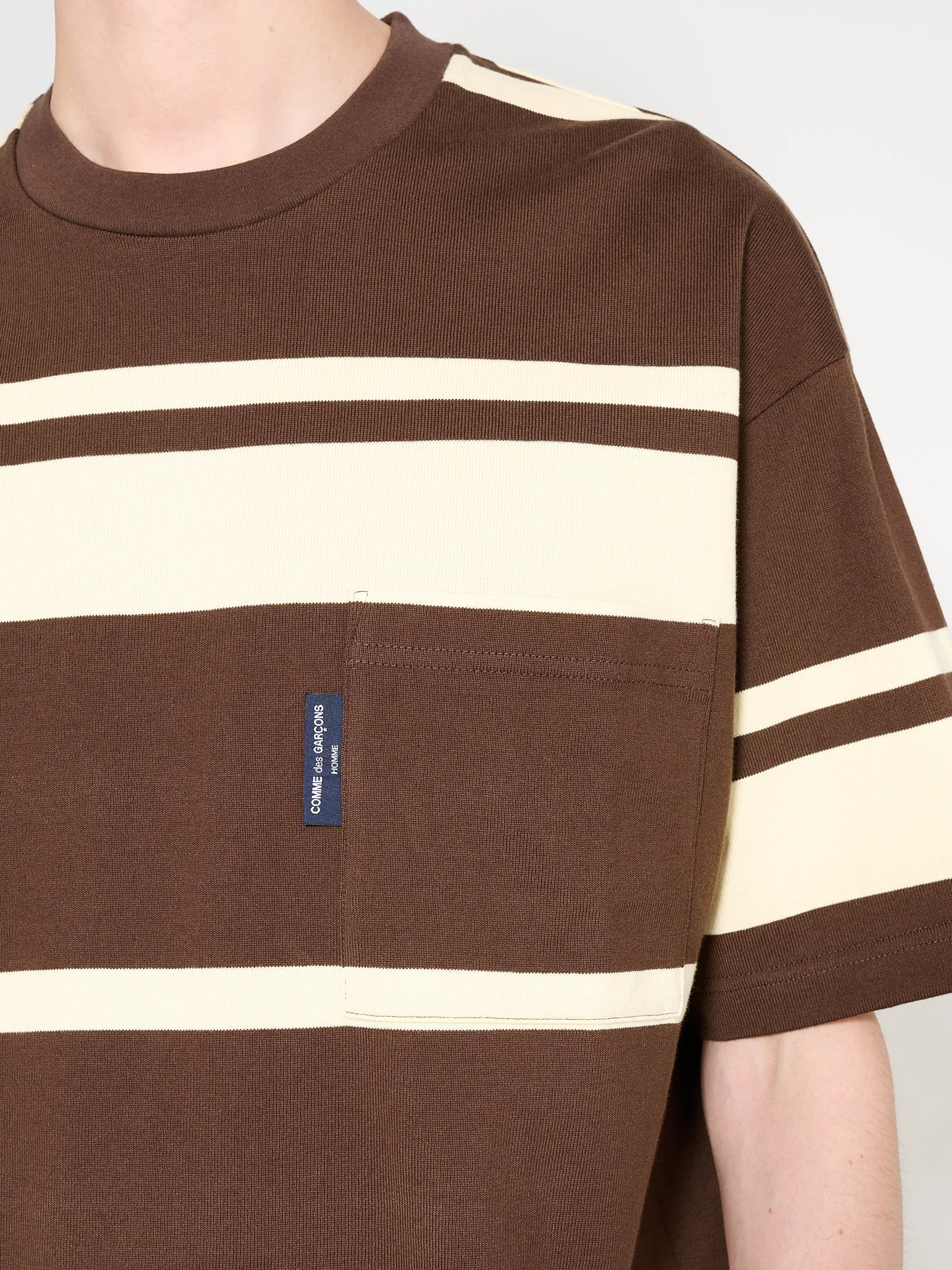 Comme des Garons Homme Striped T-shirt Brown / Cream