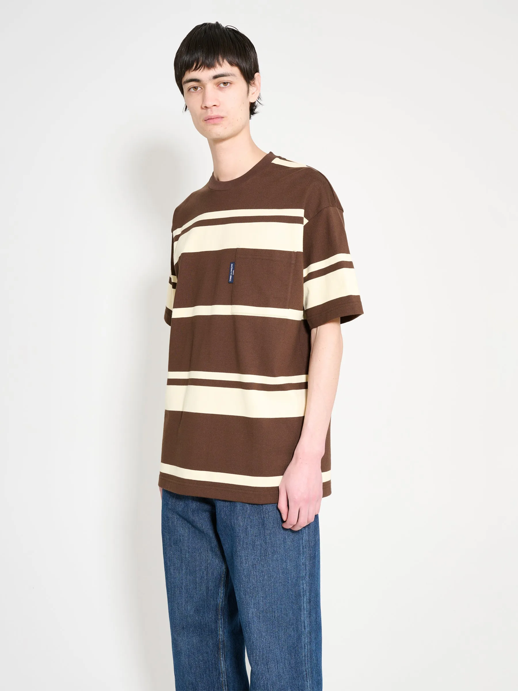 Comme des Garons Homme Striped T-shirt Brown / Cream