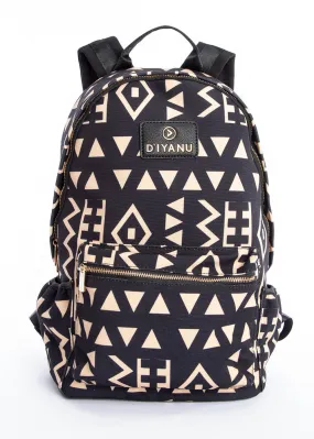 Dembe Unisex African Print Backpack (Tan Black Tribal)