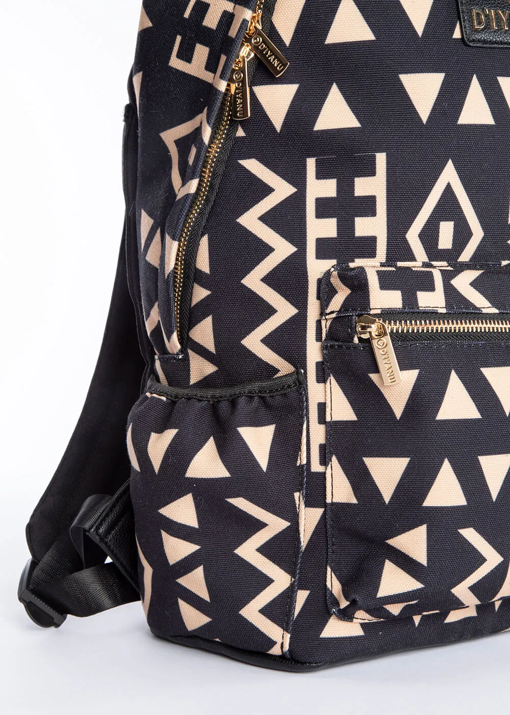 Dembe Unisex African Print Backpack (Tan Black Tribal)