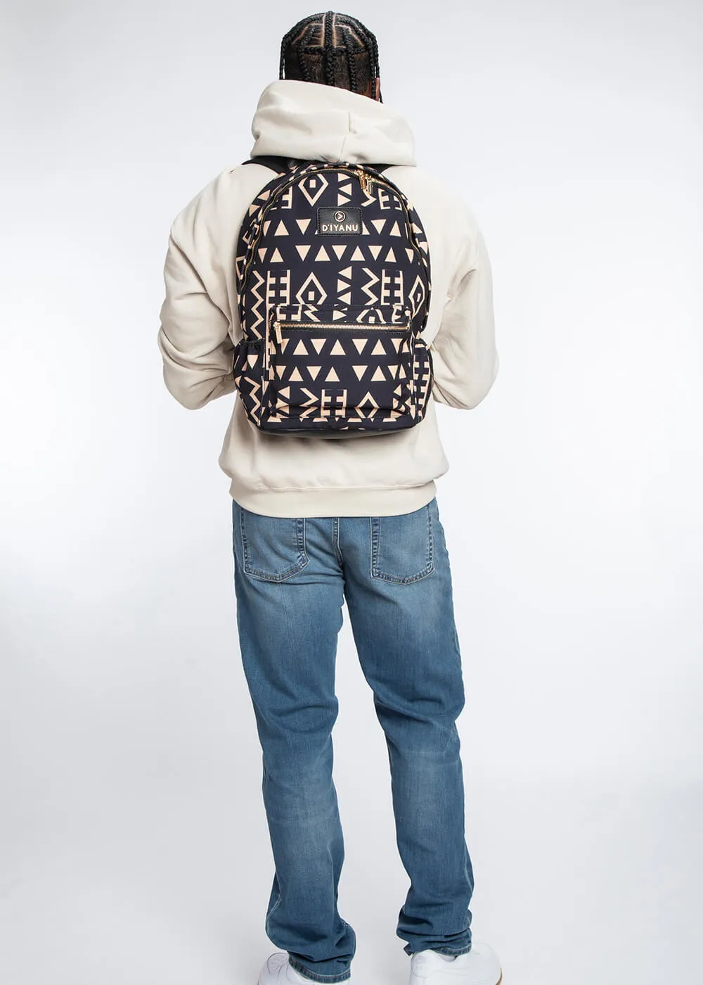 Dembe Unisex African Print Backpack (Tan Black Tribal)