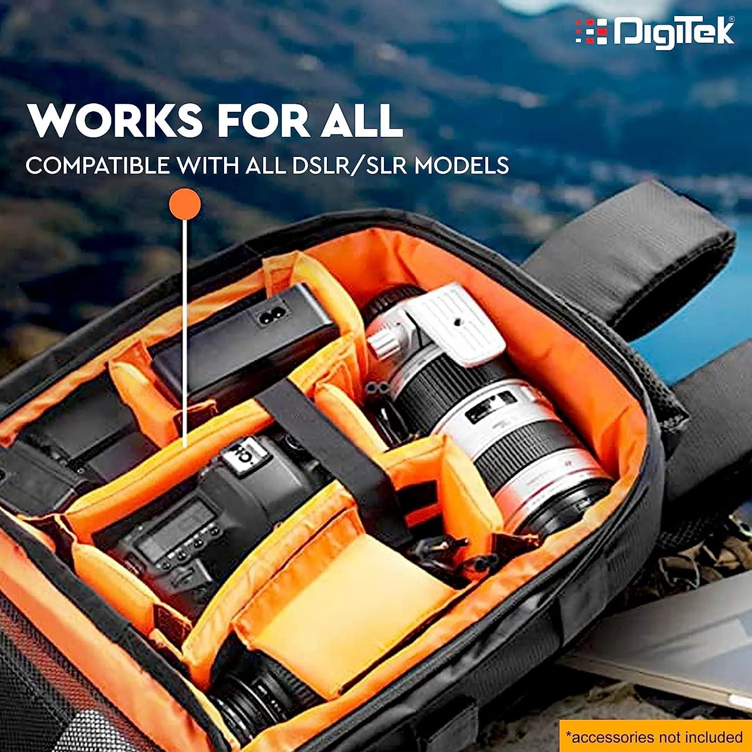 Digitek (DCB 002) Lightweight Waterproof Camera Bag with Laptop compartment, Lens Accessories Carry Case for All DSLR Cameras