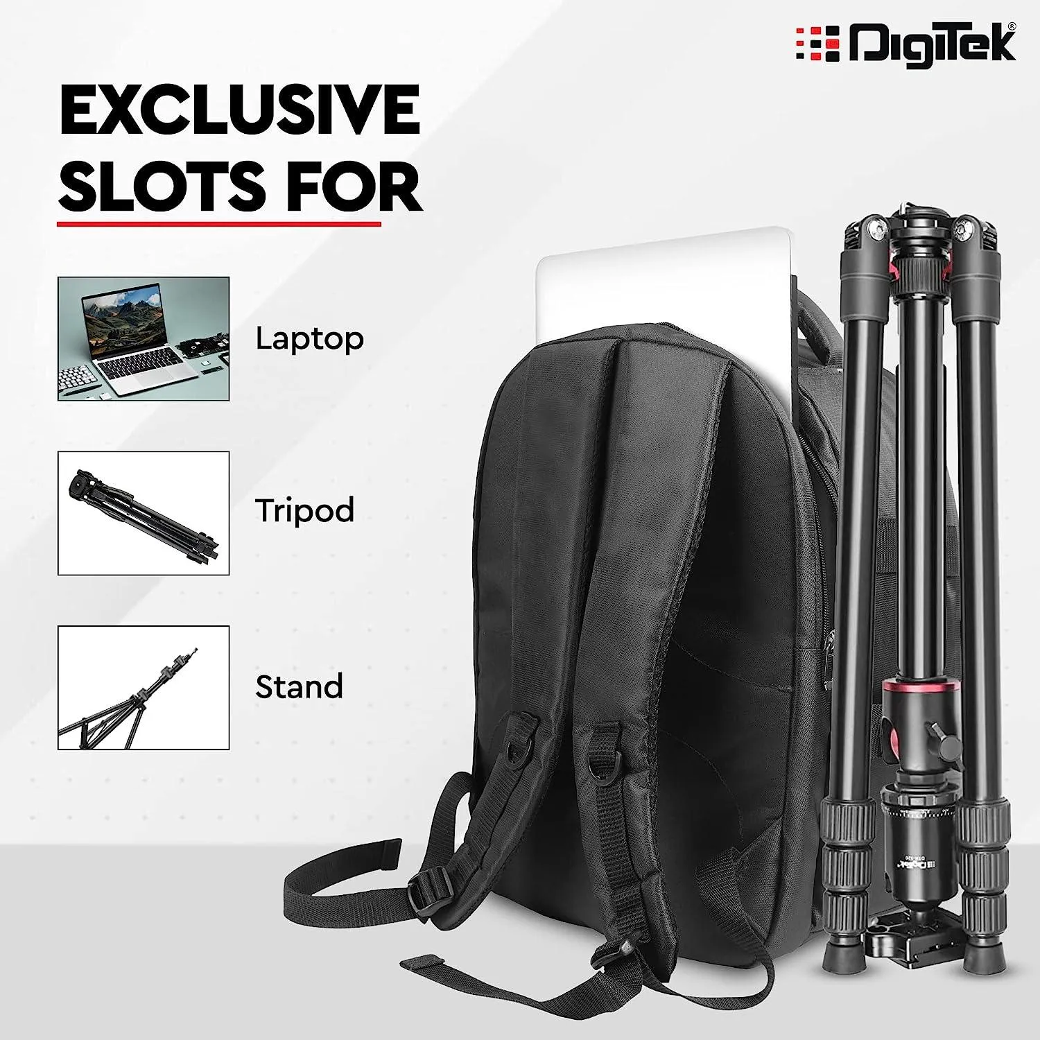 Digitek (DCB 002) Lightweight Waterproof Camera Bag with Laptop compartment, Lens Accessories Carry Case for All DSLR Cameras