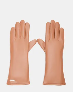 FAUX LEATHER FOREARM GLOVES TAN