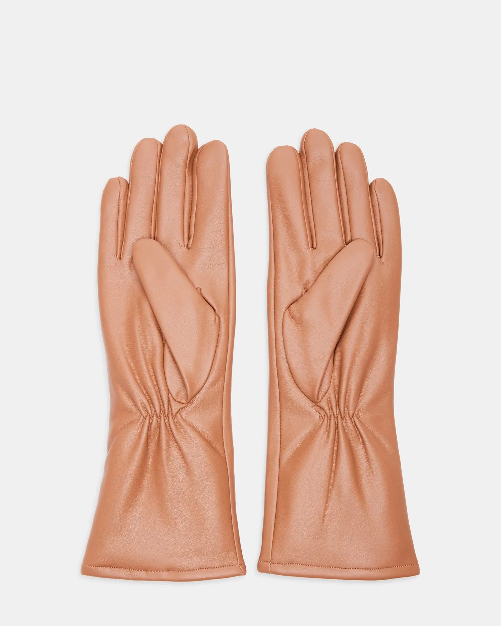 FAUX LEATHER FOREARM GLOVES TAN