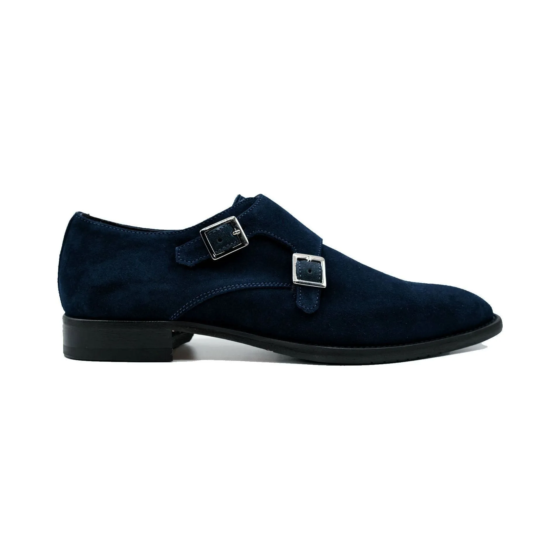 Giovacchini By Belvedere Italian Shoes Double Monk Strap Suede Navy Francesco