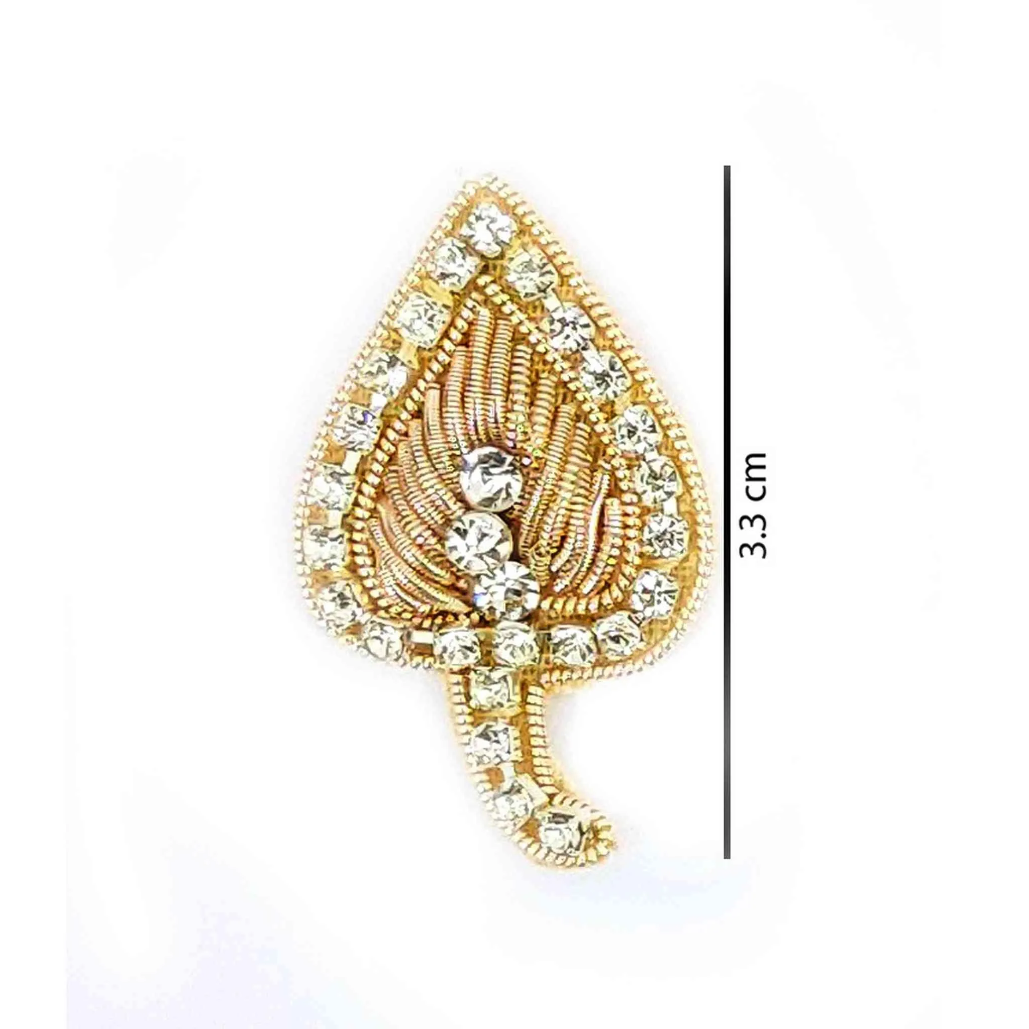 Golden Crystal Leaf Applique Buti - Add Luxury to Your Attire! - 11226