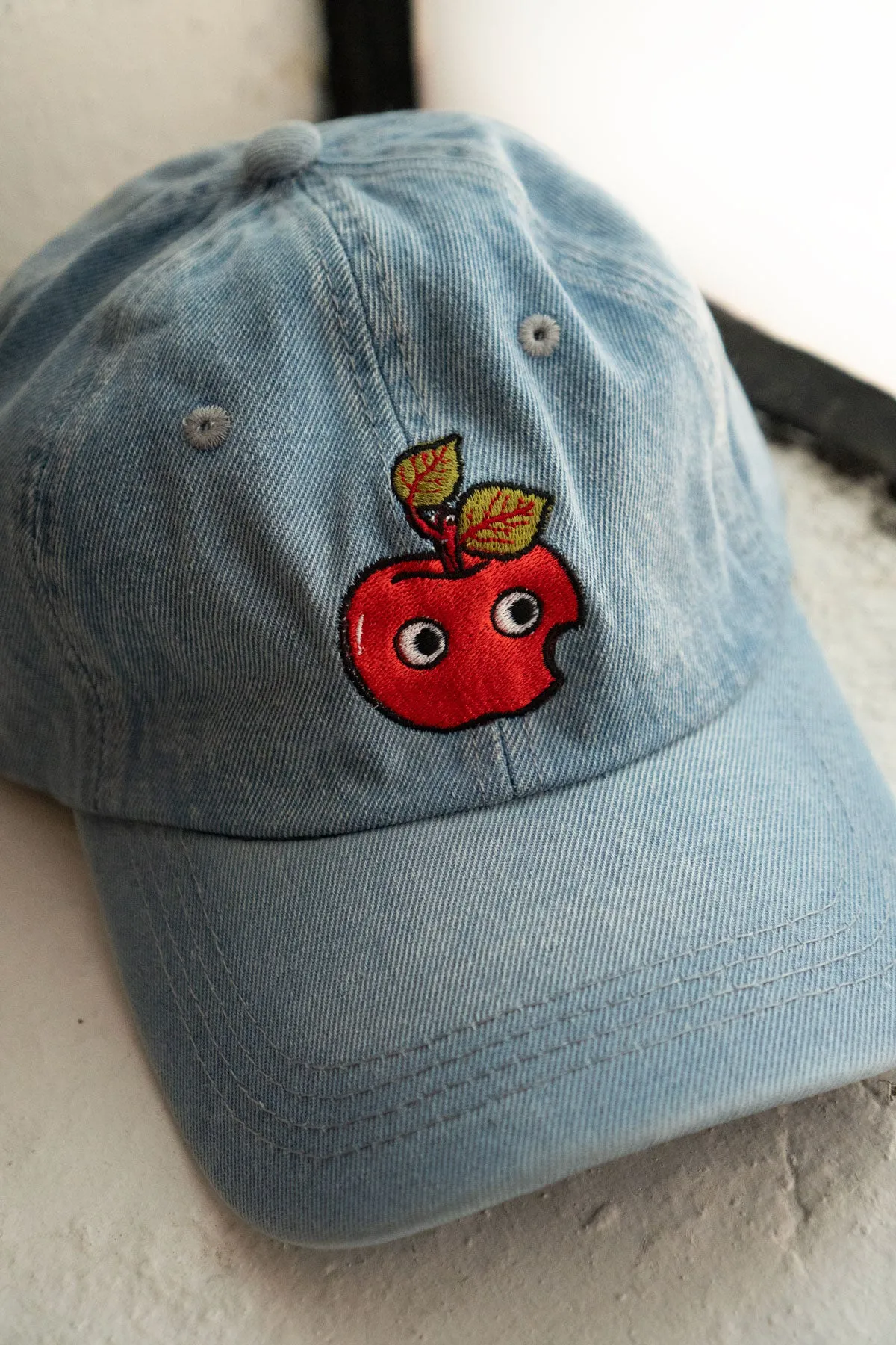 Googly Apple Denim Cap