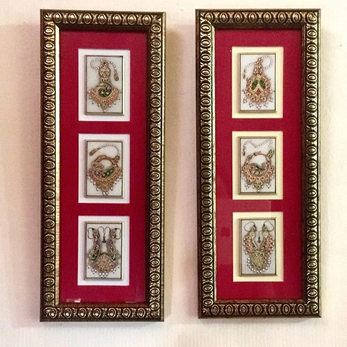 Handcrafted Jewellery Painting (Set of 2) - Home Decor - Meenakari Marble Work