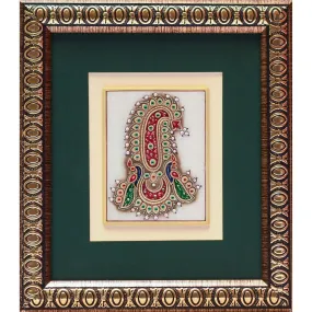 Handcrafted Jewelry Painting - Wall Hanging, Wall Decor - 22K Gold Leaf Meenakari Marble Art