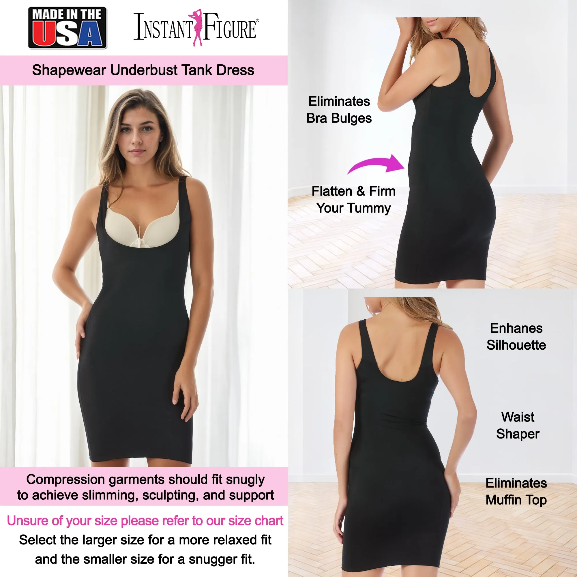 InstantFigure Underbust Tank Dress Curvy Plus Size Shapewear WD40151C