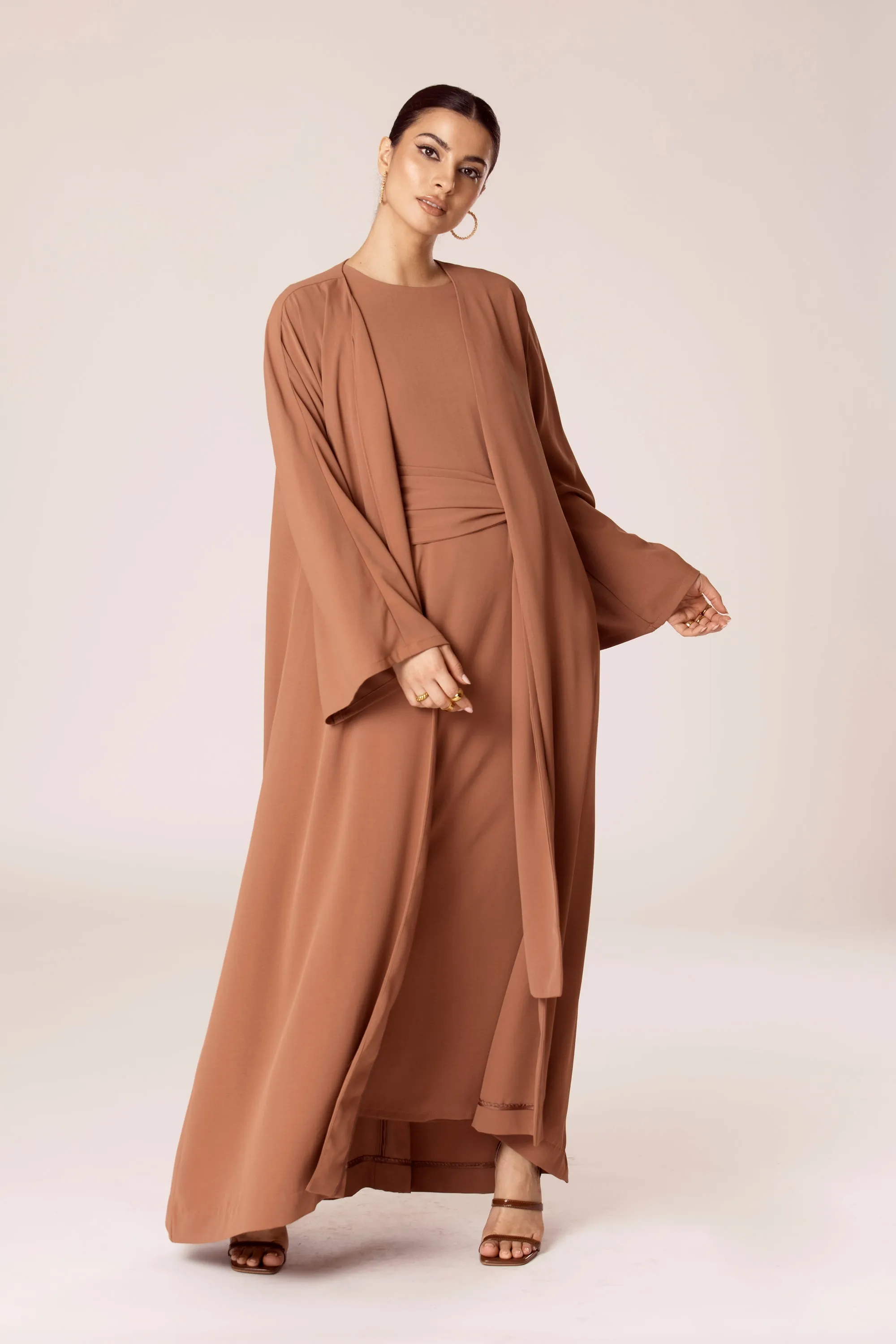 Isabella Open Abaya - Mushroom