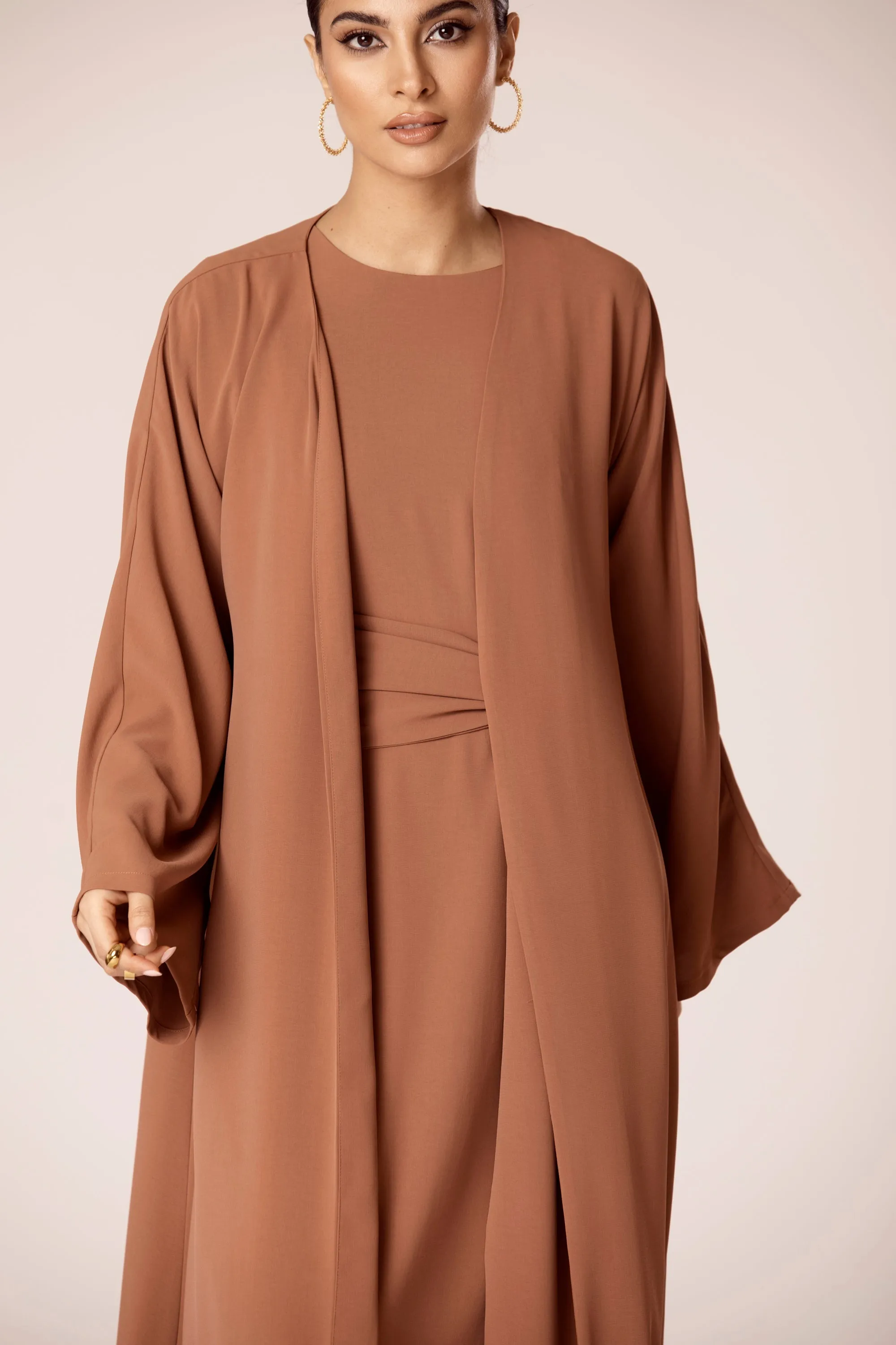 Isabella Open Abaya - Mushroom