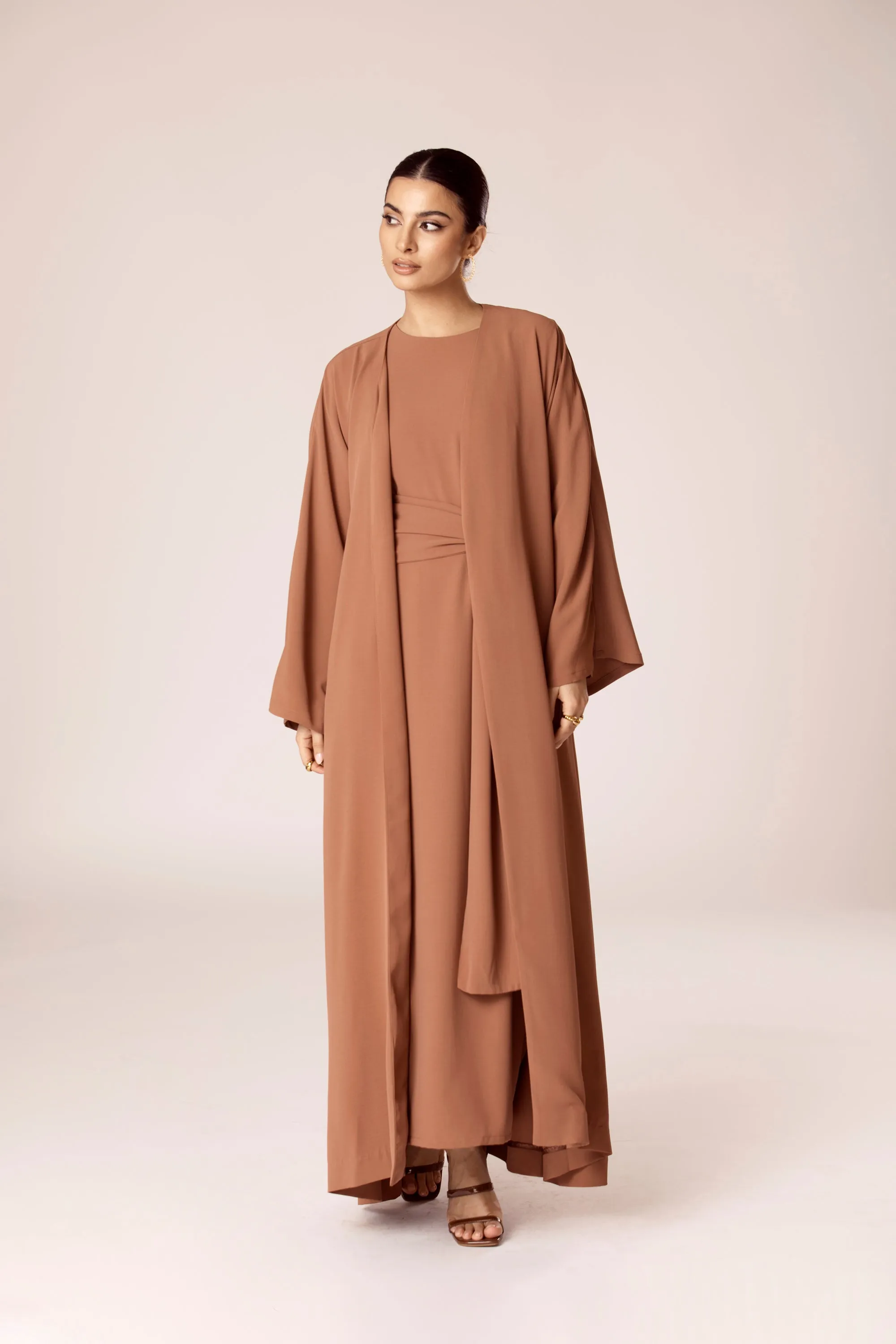 Isabella Open Abaya - Mushroom