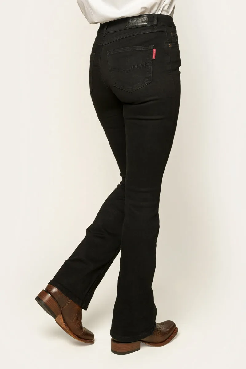 Katherine Womens Mid Rise Bootleg Jean - Black