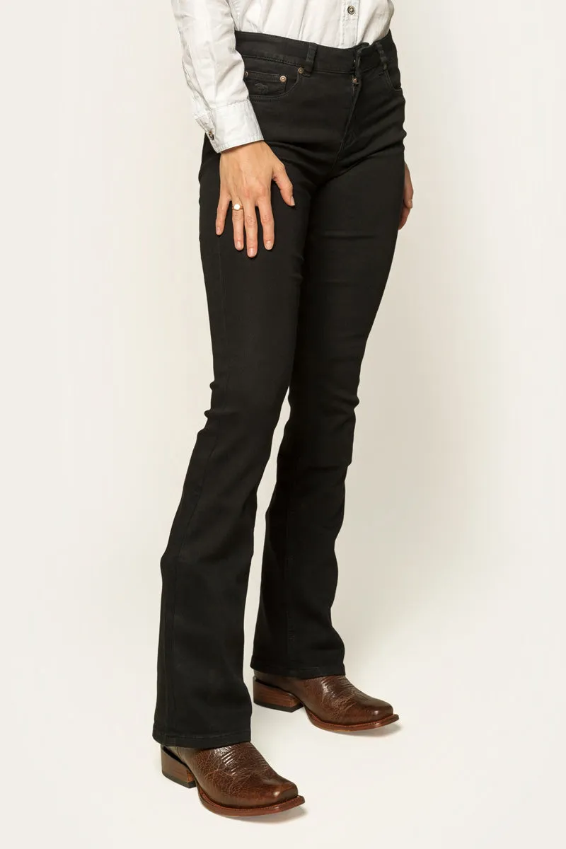 Katherine Womens Mid Rise Bootleg Jean - Black