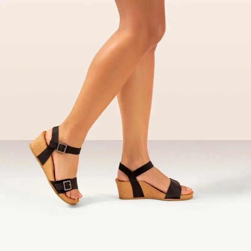 Lexa Quarter Strap Wedge - Black