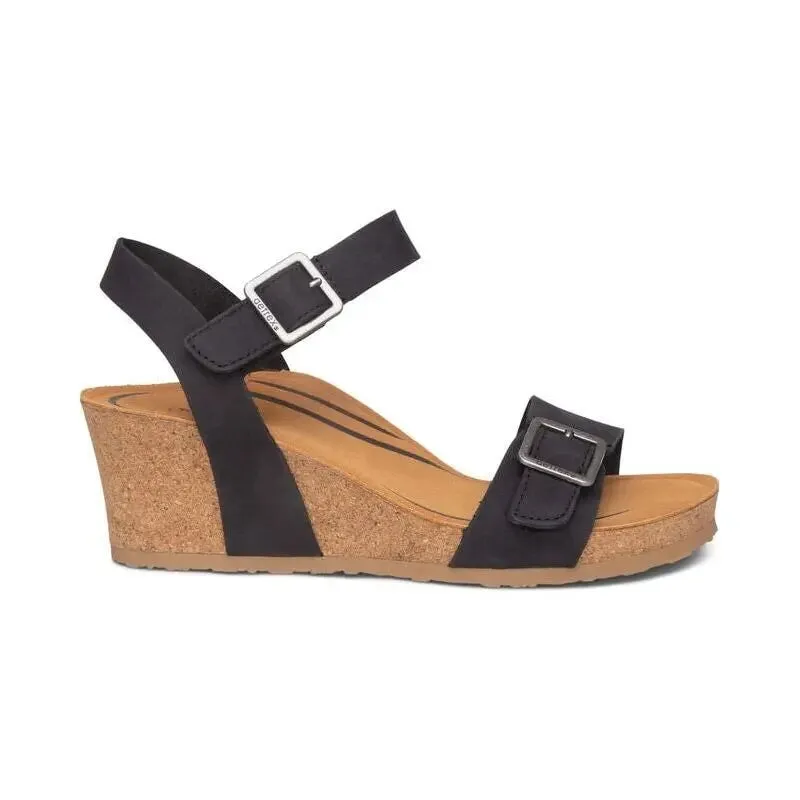 Lexa Quarter Strap Wedge - Black