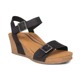 Lexa Quarter Strap Wedge - Black