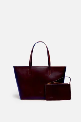 Manila All Purpose Large Carryall Leather Tote Bag in Dark Burgundy