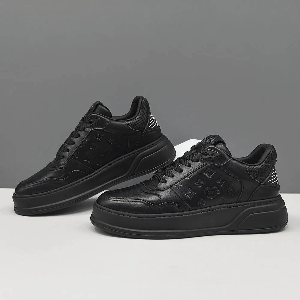 Men Fashion Beathable Leather Casual Court Sneakers