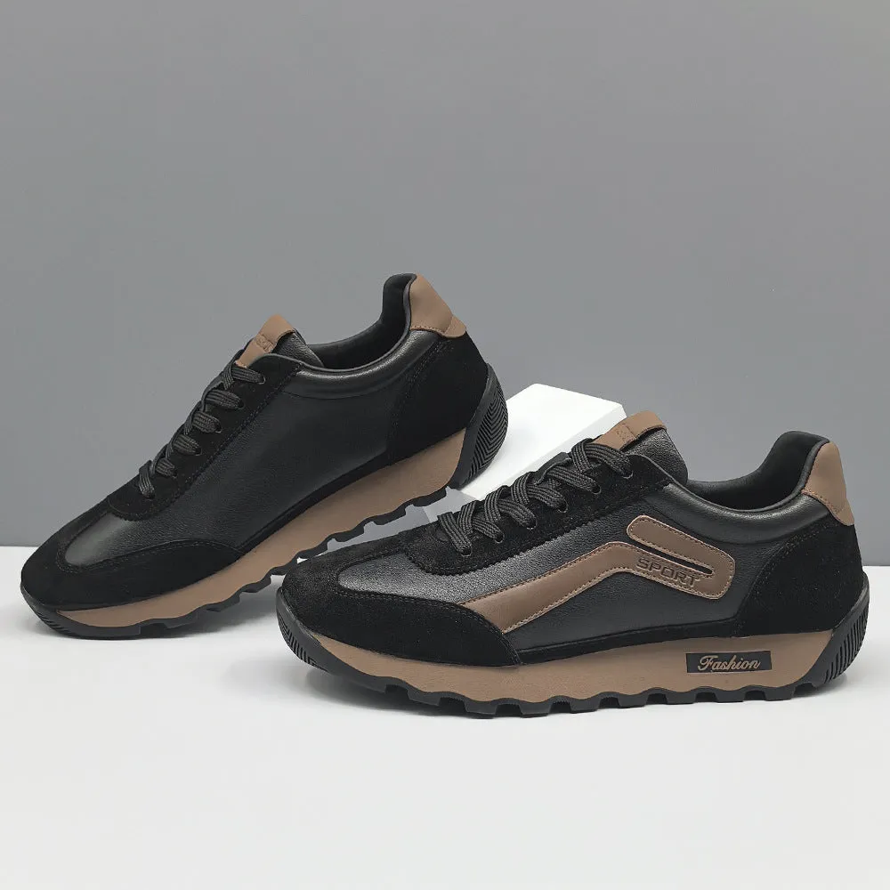 Men Fashion Leather Flat Casual Training Sneakers