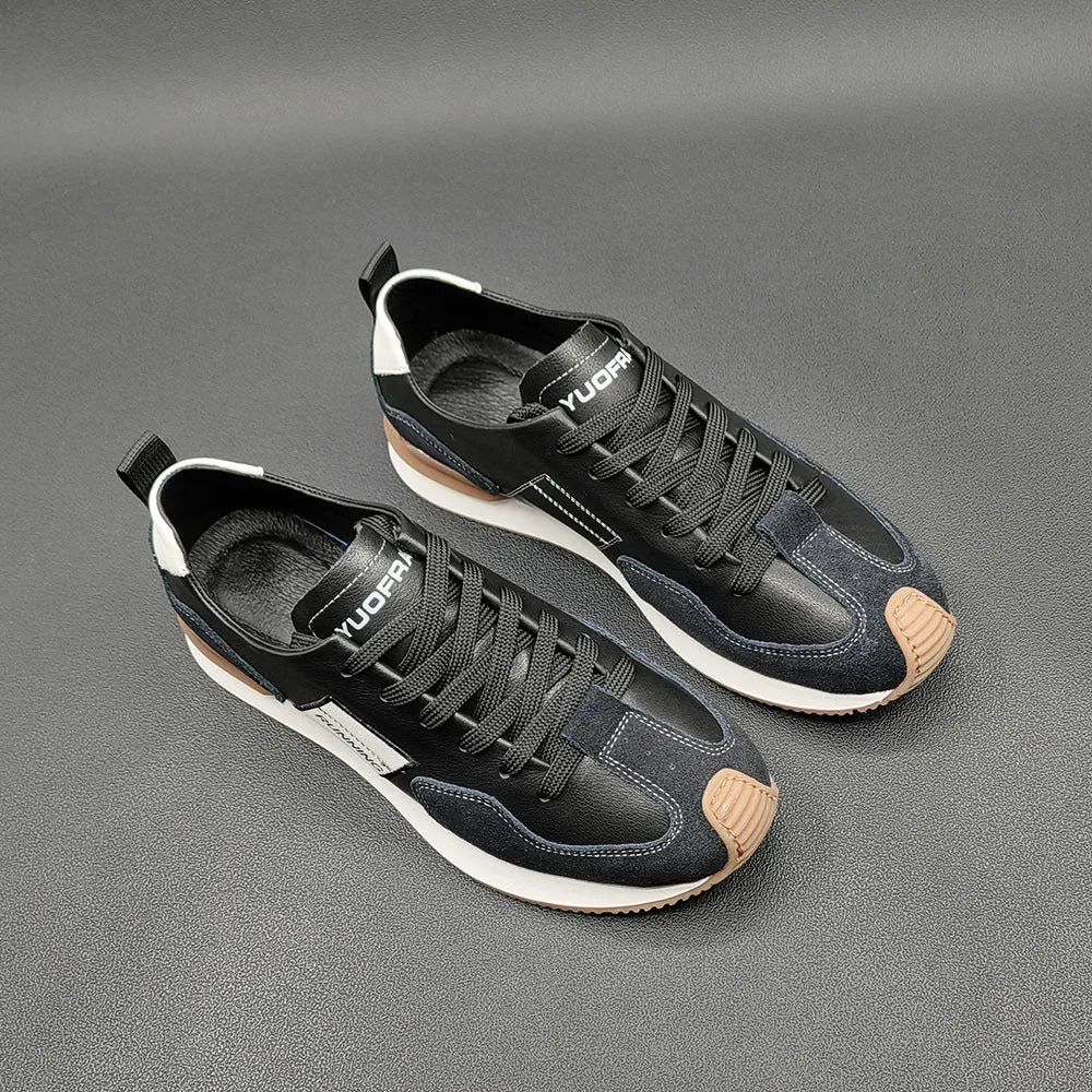 Men Fashion Patchwork Leather Casual Running Shoes