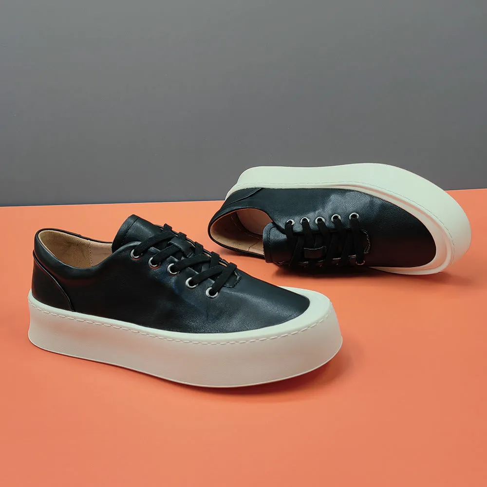 Men Minimalism Leather Flat Casual Shoes