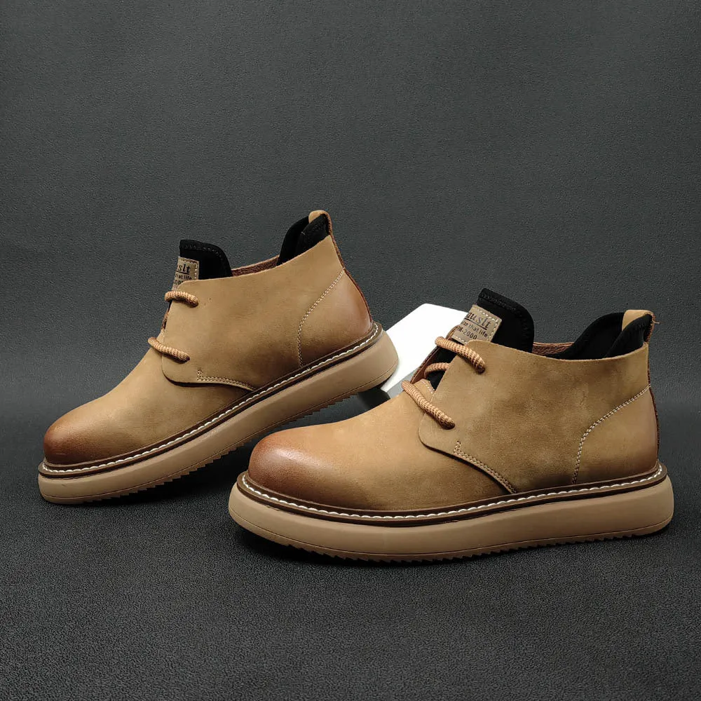 Men Retro Minimalist Leather Casual Ankle Work Boots