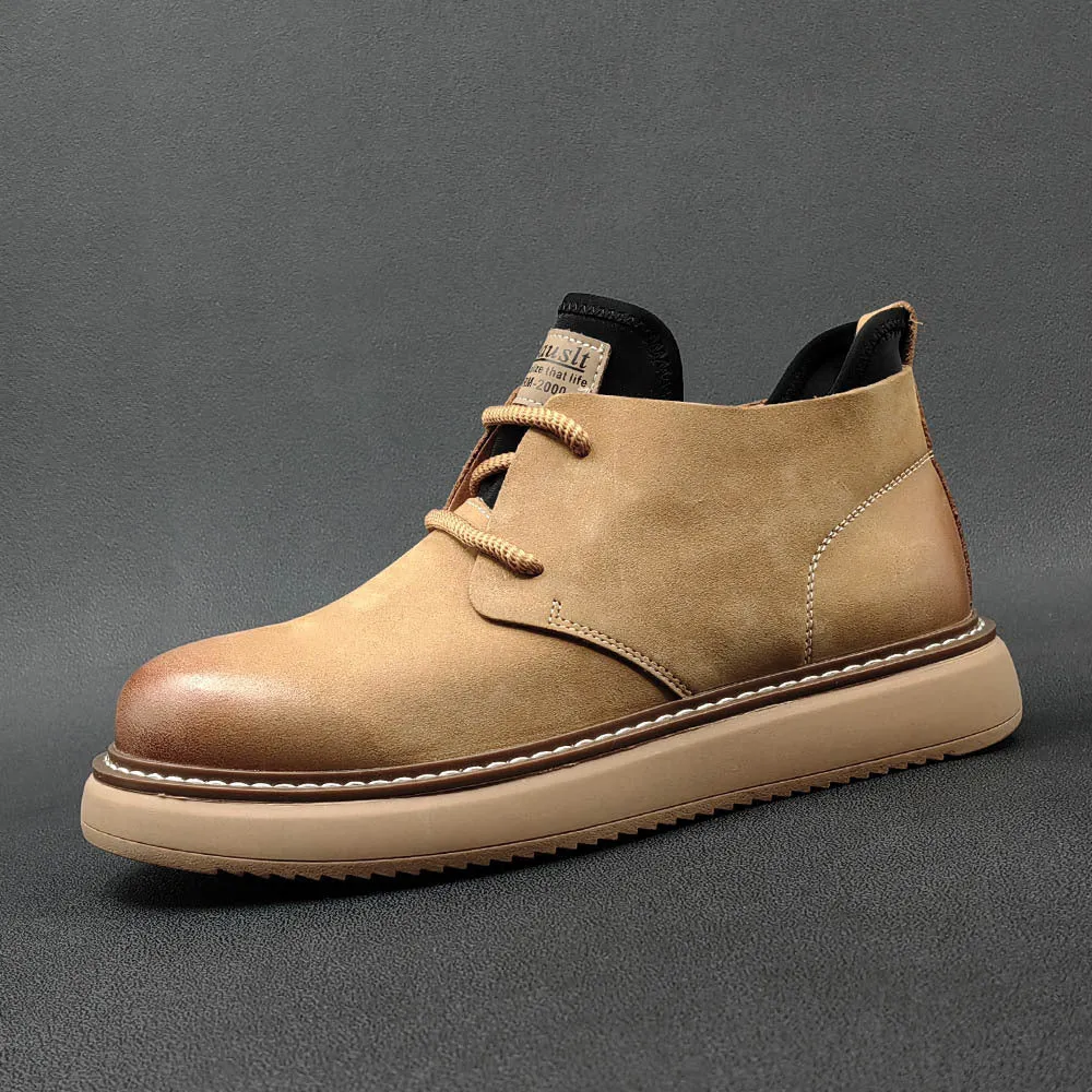 Men Retro Minimalist Leather Casual Ankle Work Boots