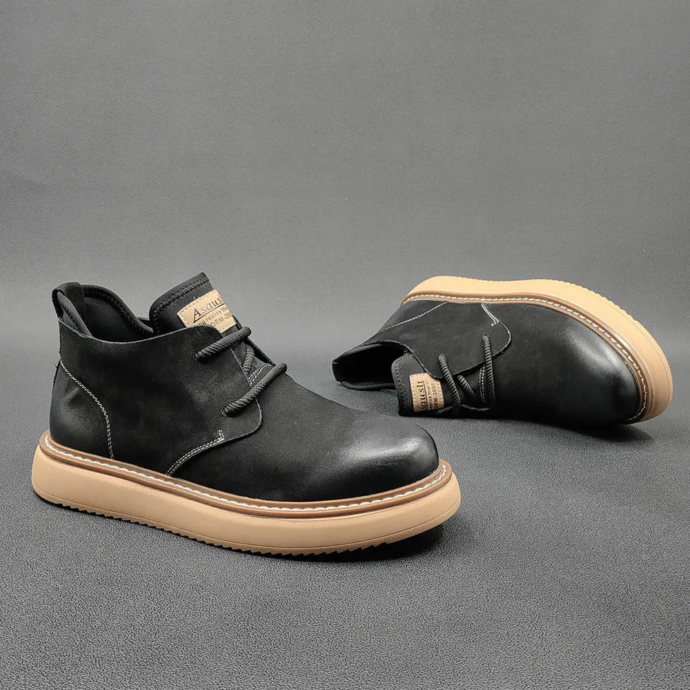 Men Retro Minimalist Leather Casual Ankle Work Boots